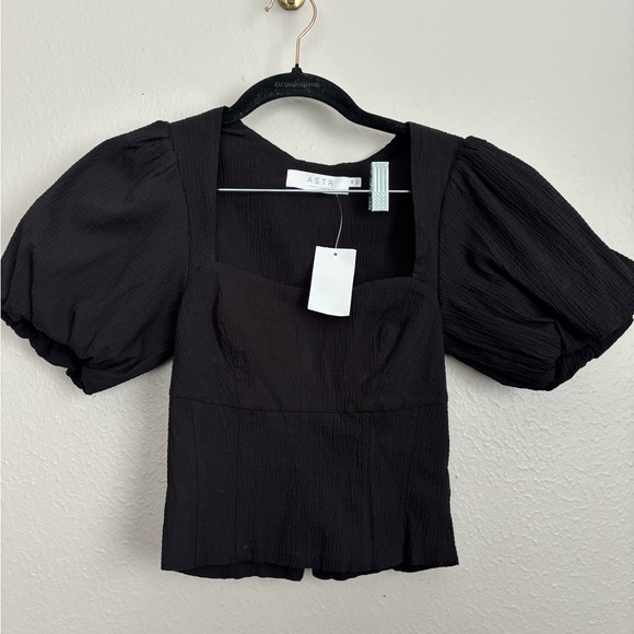 NWT ASTR Black Puff Sleeve Corset Top XS - Picture 2 of 7